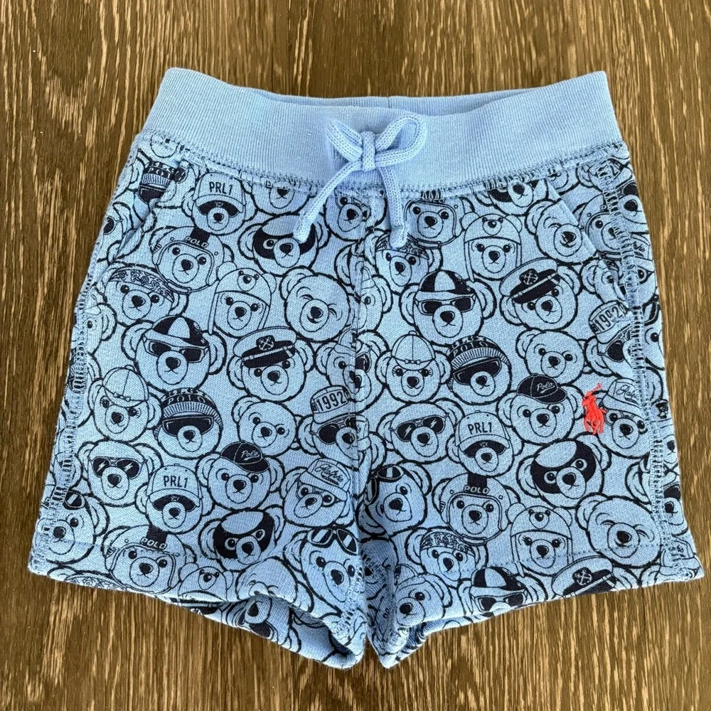 New! Ralph Lauren Polo Bear Baby Boy Fleece Shorts 6 Months